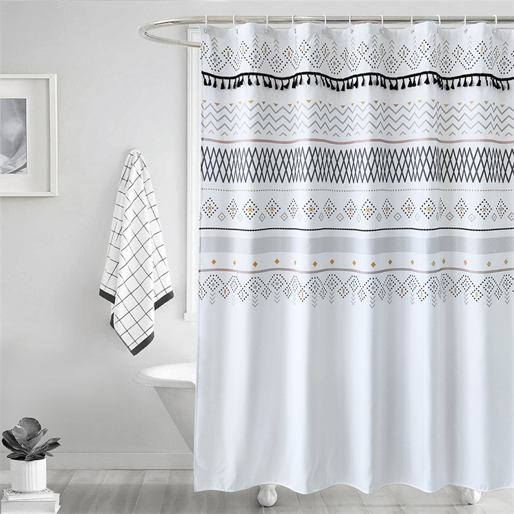 SN20025Printing shower curtain with tassle - 副本.jpg